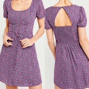 Abercrombie & Fitch Purple Ditsy Floral Backless Corset Dress size XS